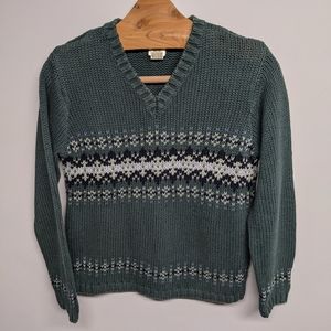 Eddie Bauer oversized Sweater cropped Vtg. Holiday Christmas greens black blue